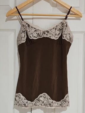 ✨ Maurices Satin Lace Cami – Brown Cream Size S
